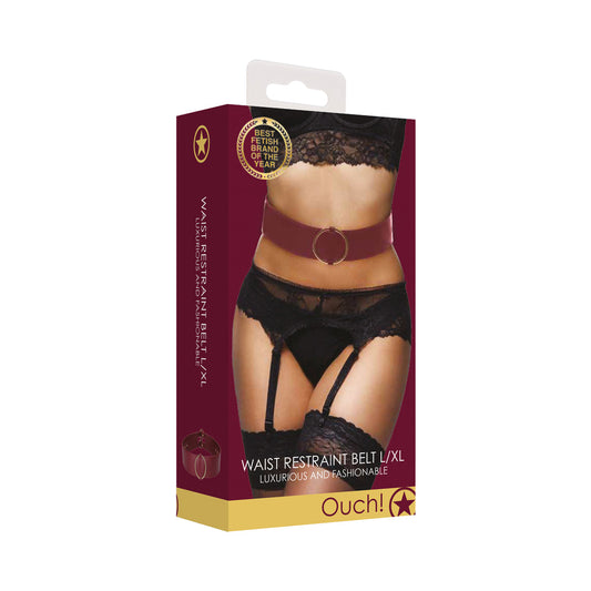 Ouch! Halo Ringed Waist Restraint Belt – Burgundy – S/M