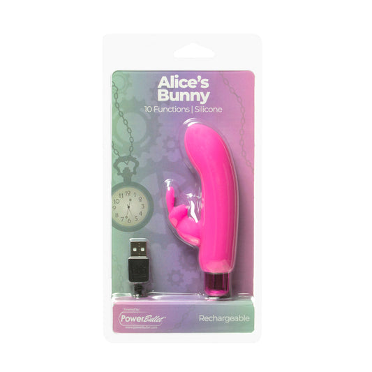 Powerbullet Alice's Bunny Rechargeable Bullet Vibrator with Silicone Rabbit Sleeve – Pink