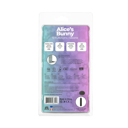 PowerBullet Alice's Bunny Rechargeable Bullet Vibrator with Removable Silicone Rabbit Sleeve - Purple