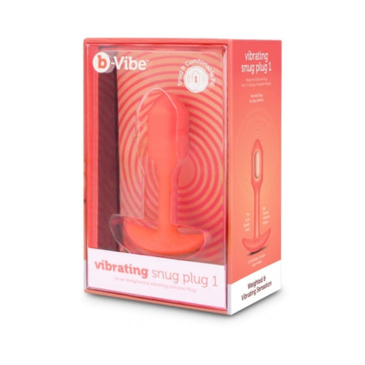 b-Vibe Vibrating Snug Plug 1 Rechargeable Weighted Silicone Anal Plug - Orange