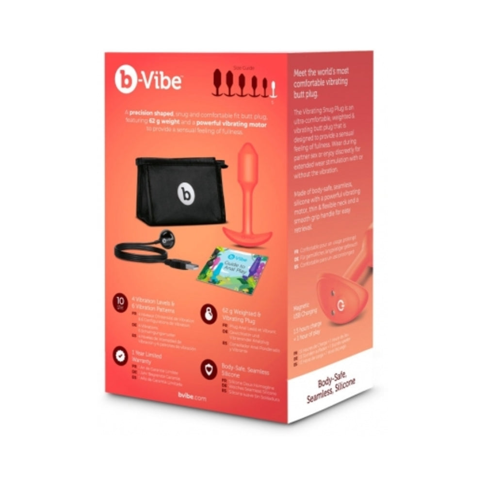 b-Vibe Vibrating Snug Plug 1 Rechargeable Weighted Silicone Anal Plug - Orange