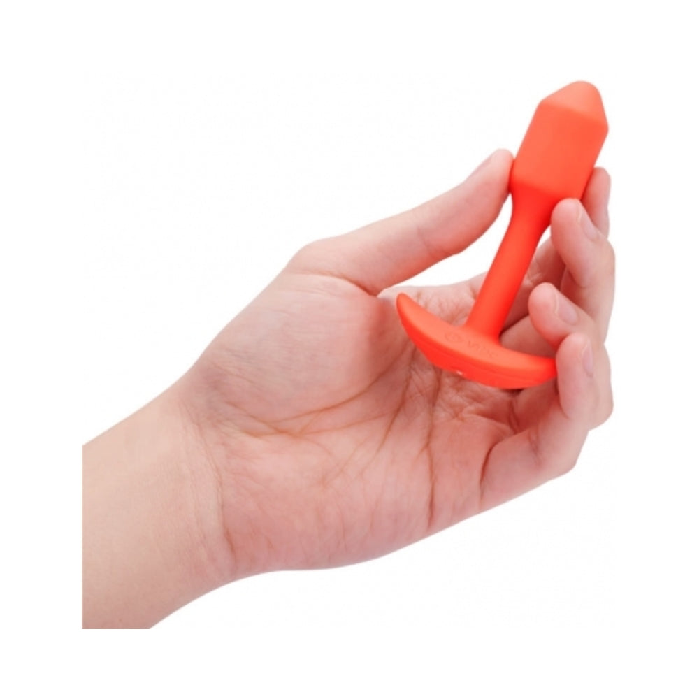 b-Vibe Vibrating Snug Plug 1 Rechargeable Weighted Silicone Anal Plug - Orange
