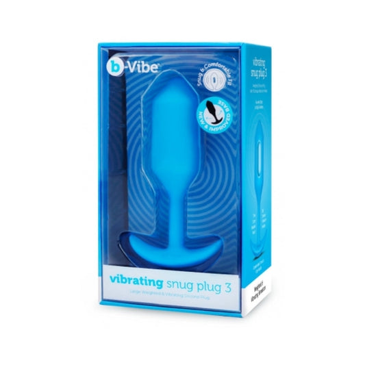b-Vibe Vibrating Snug Plug 3 Rechargeable Weighted Silicone Anal Plug – Blue