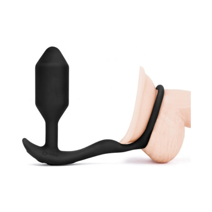 b-Vibe Vibrating Snug & Tug Rechargeable Weighted Silicone Anal Plug and Cockring – Black