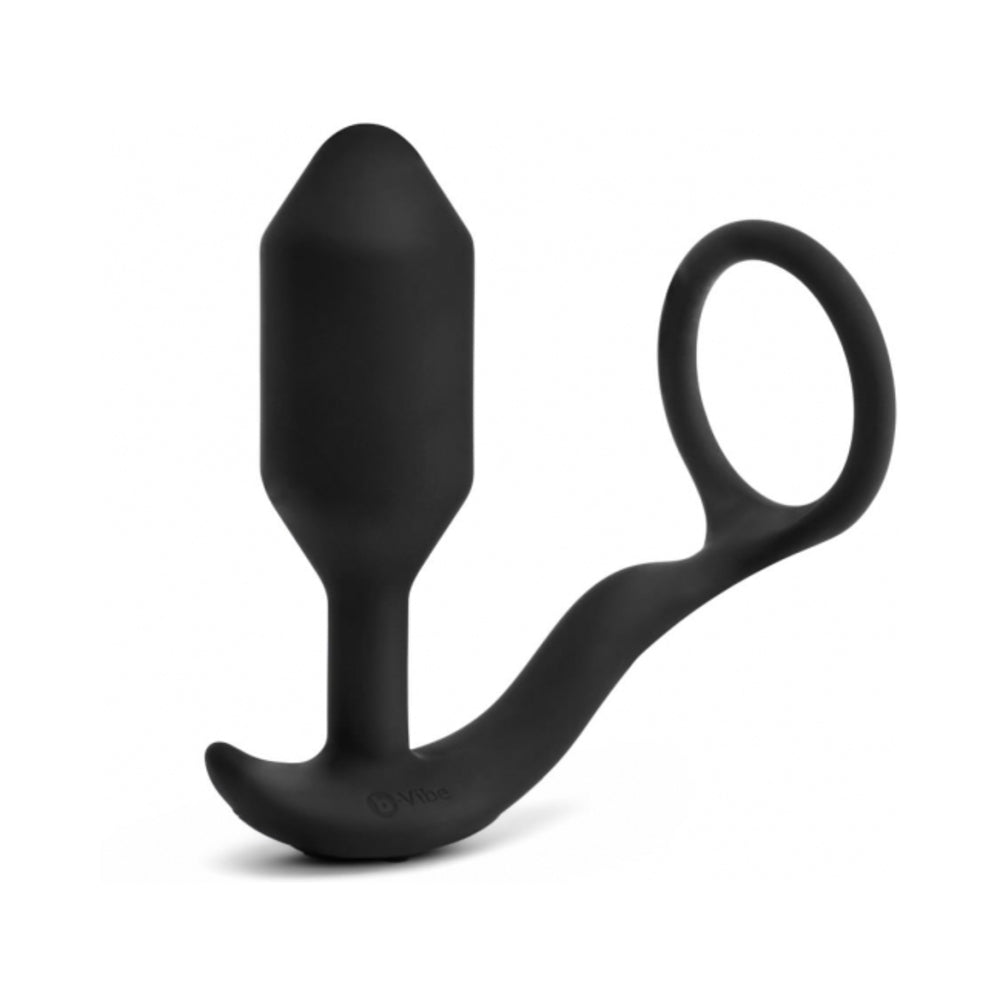 b-Vibe Vibrating Snug & Tug Rechargeable Weighted Silicone Anal Plug and Cockring – Black