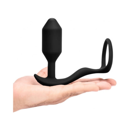 b-Vibe Vibrating Snug & Tug Rechargeable Weighted Silicone Anal Plug and Cockring – Black