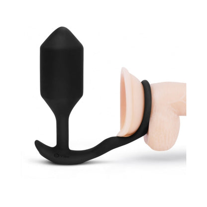 b-Vibe Vibrating Snug & Tug Rechargeable Weighted Silicone Anal Plug with Cockring XL - Black