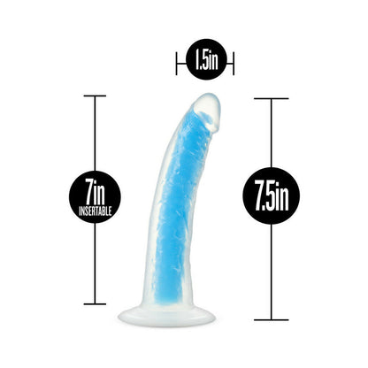 Neo Elite Glow in the Dark Prysm 7-Inch Silicone Dual-Density Dildo – Neon Blue