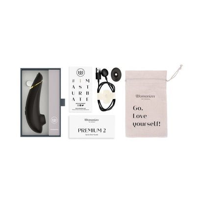 Womanizer Premium 2 Rechargeable Silicone Clitoral Stimulator with Pleasure Air Technology - Black