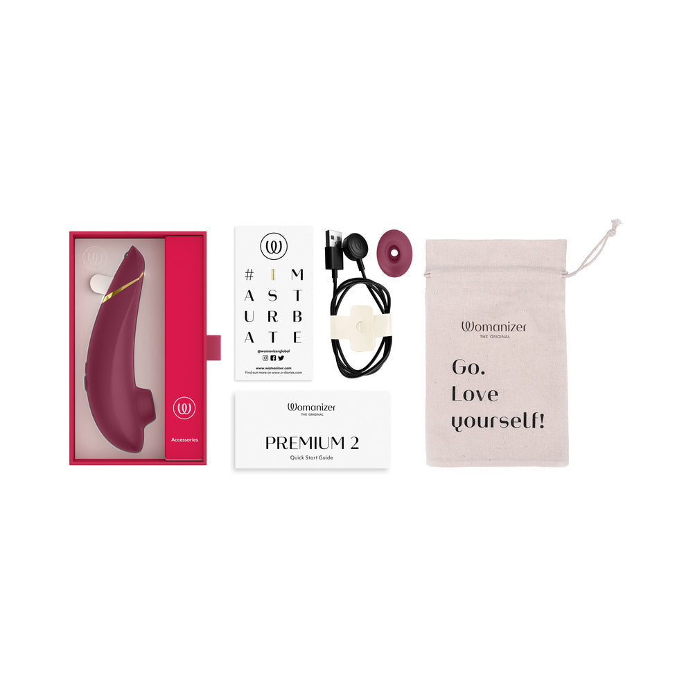 Womanizer Premium 2 Clitoral Stimulator with Pleasure Air Technology – Bordeaux