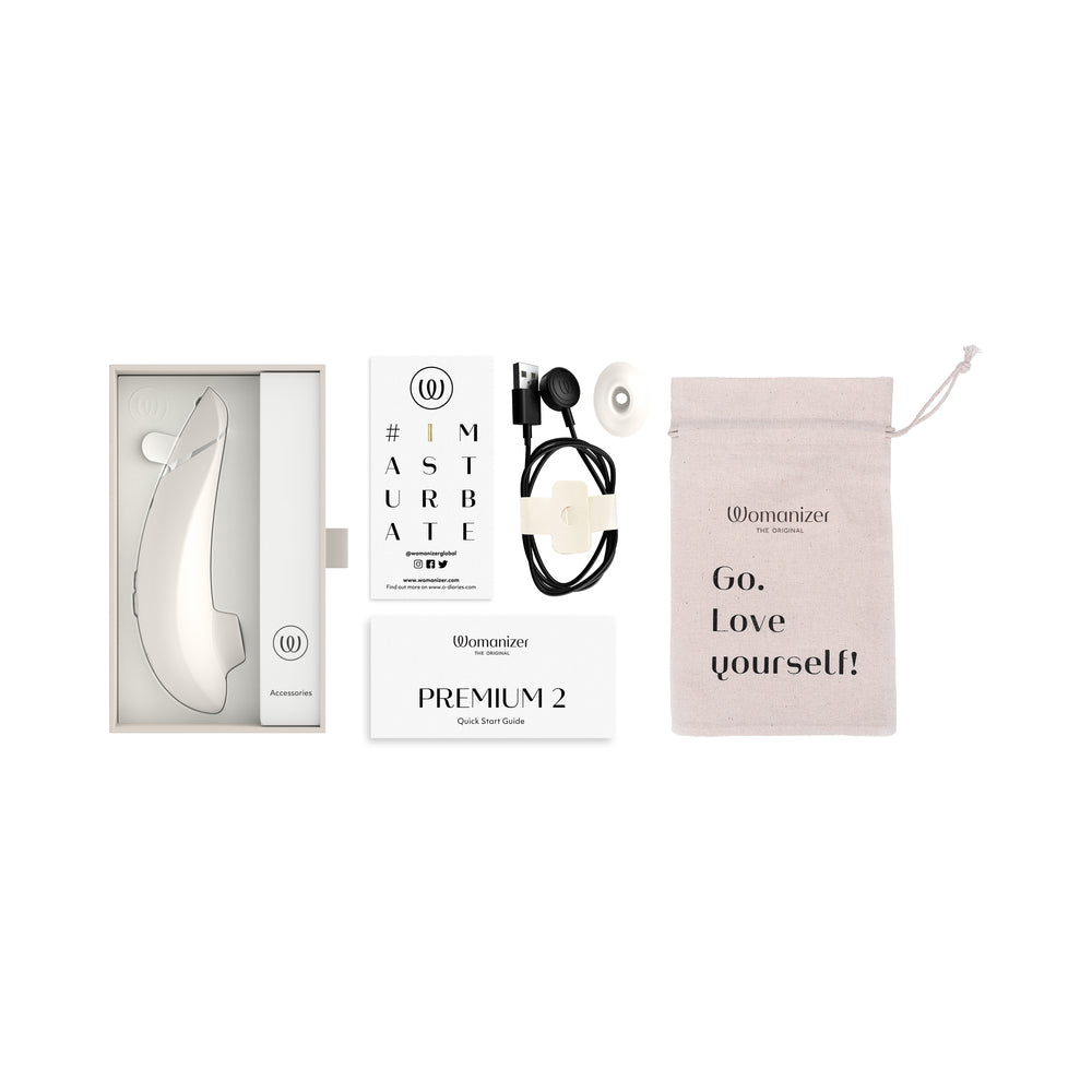 Womanizer Premium 2 Clitoral Stimulator with Pleasure Air Technology - Warm Gray