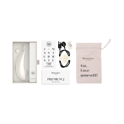Womanizer Premium 2 Clitoral Stimulator with Pleasure Air Technology - Warm Gray