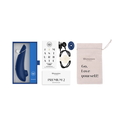 Womanizer Premium 2 Rechargeable Silicone Clitoral Stimulator with Autopilot – Blueberry