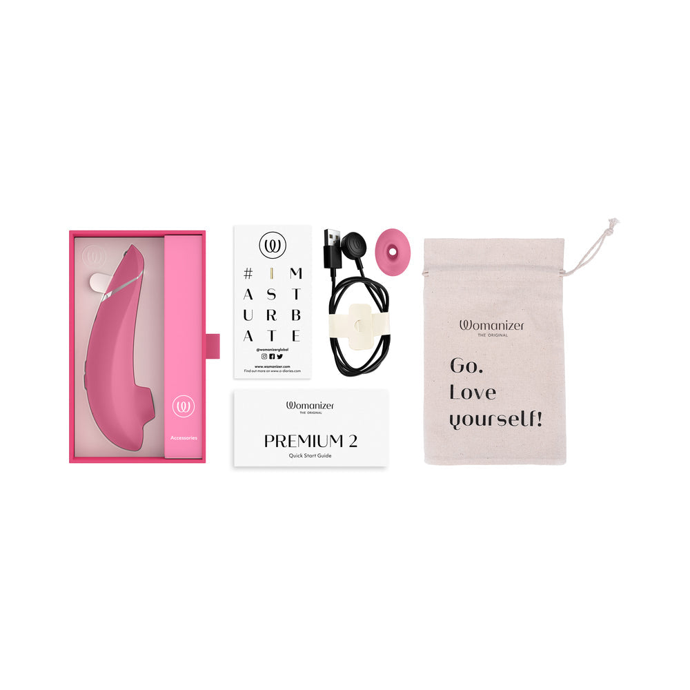 Womanizer Premium 2 Clitoral Stimulator with Pleasure Air Technology - Raspberry