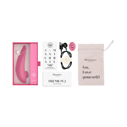 Womanizer Premium 2 Clitoral Stimulator with Pleasure Air Technology - Raspberry
