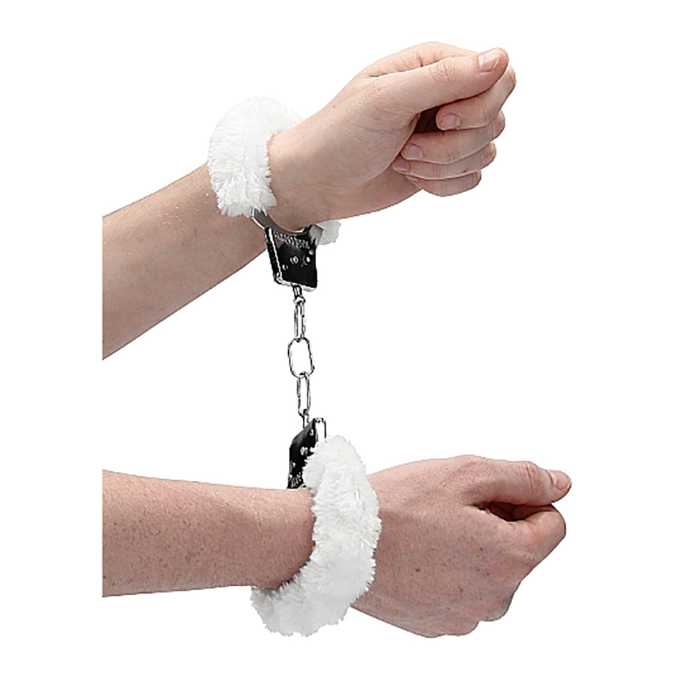 Ouch! Beginner's Furry Handcuffs with Quick-Release – White