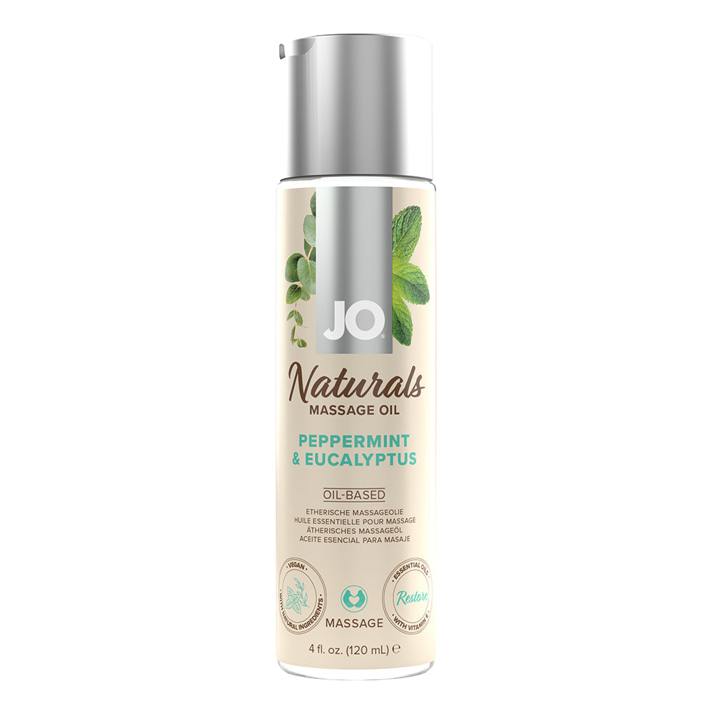 JO Naturals Massage Oil Peppermint & Eucalyptus – 4 oz – Vegan Blend