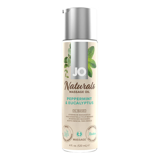 JO Naturals Massage Oil Peppermint & Eucalyptus – 4 oz – Vegan Blend