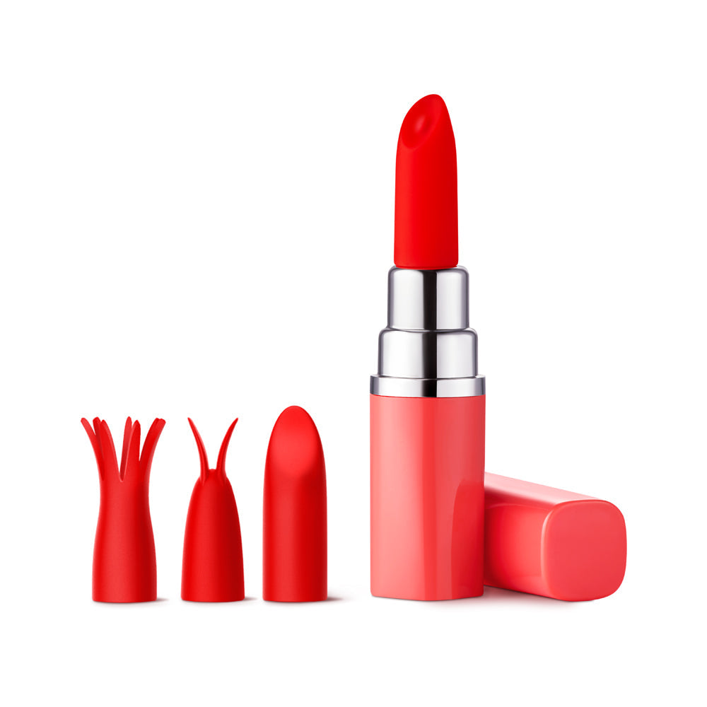 Luv Inc Lv57 Lipstick Vibrator – Rechargeable Silicone Bullet with 10 Vibration Patterns – Coral