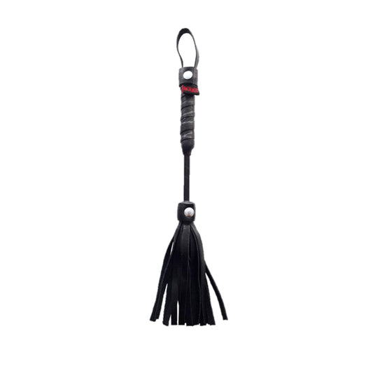 Rouge Mini Flogger 10 in. Leather Whip - Black