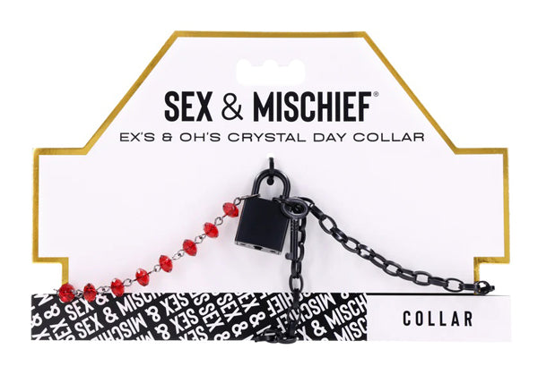 eX's and Oh's Crystal Day Collar – Ruby Red Crystals with Black Chain