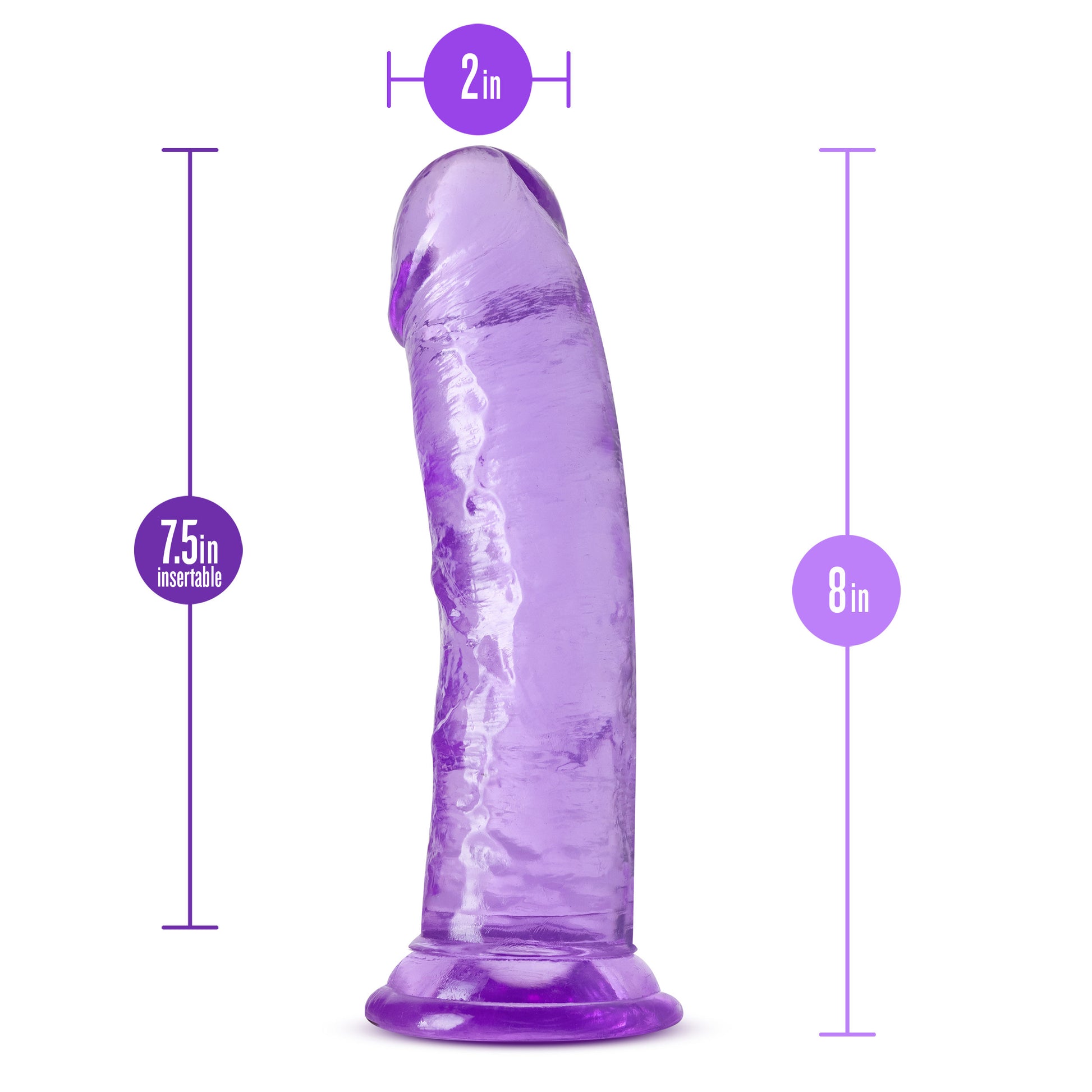 B Yours Plus Roar N Ride - Soft TPE Dildo with Suction Cup - Purple
