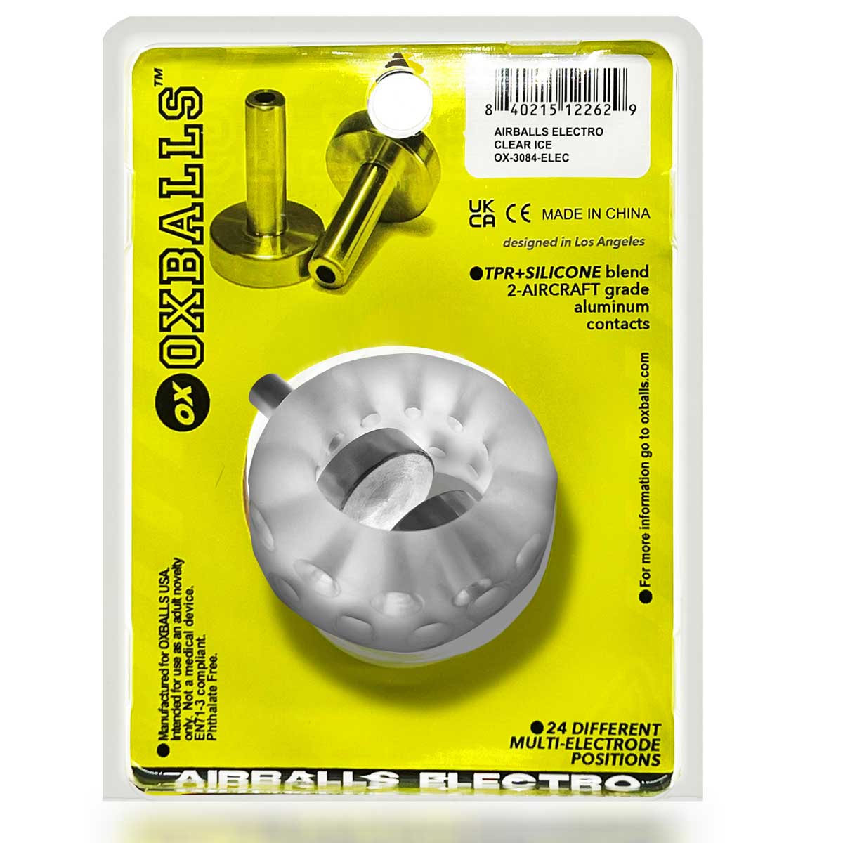 Oxballs AirBalls Electro Ballstretcher with Two 4mm Electro Contacts - Clear Ice