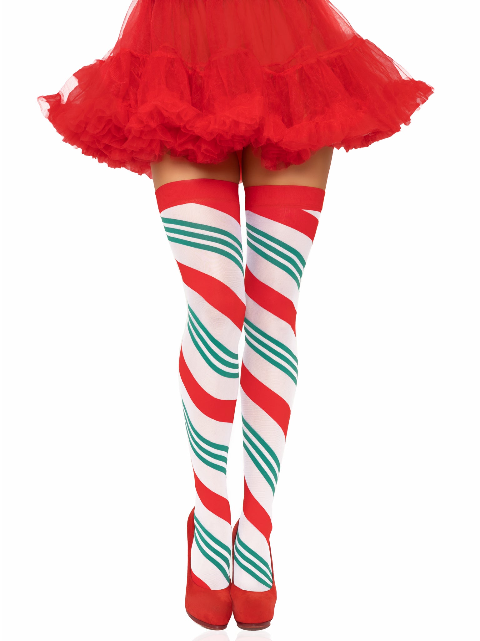 Leg Avenue Holiday Ribbon Thigh High - Multi Color