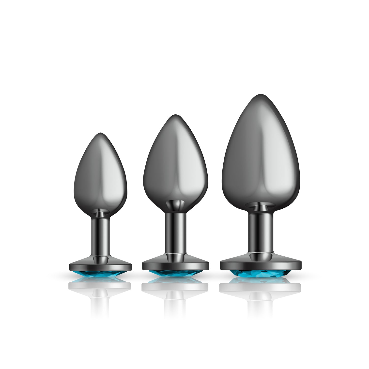 Viben Teal Round Gem Anal Trainer Kit – Gunmetal – 3 Piece Set