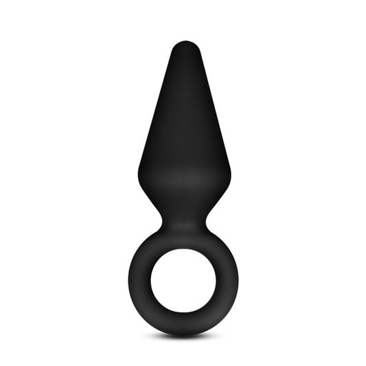 Anal Adventures Platinum Silicone Loop Plug - Small - Black - Tapered Design for Easy Insertion