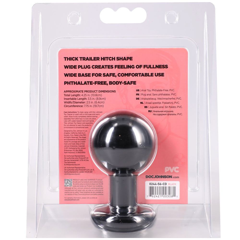 Doc Johnson Round Medium Butt Plug, Phthalate-Free, Black
