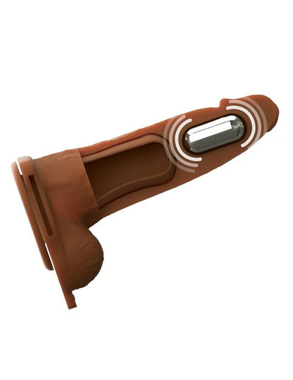Pipedream Fantasy X-Tensions Elite 6" Vibrating Hollow Silicone Strap-On - Brown