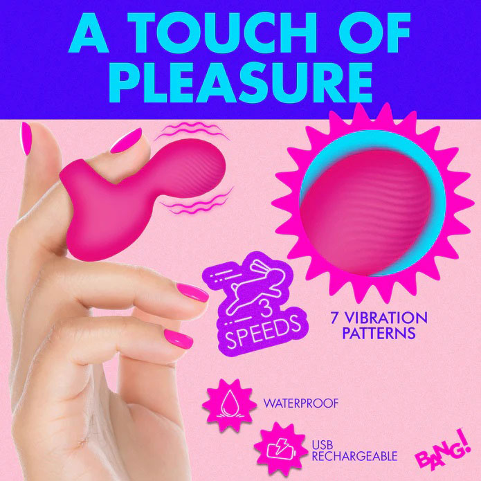 XR Brands Silicone Finger Vibe – Pink – Multi-Speed Waterproof Vibrator