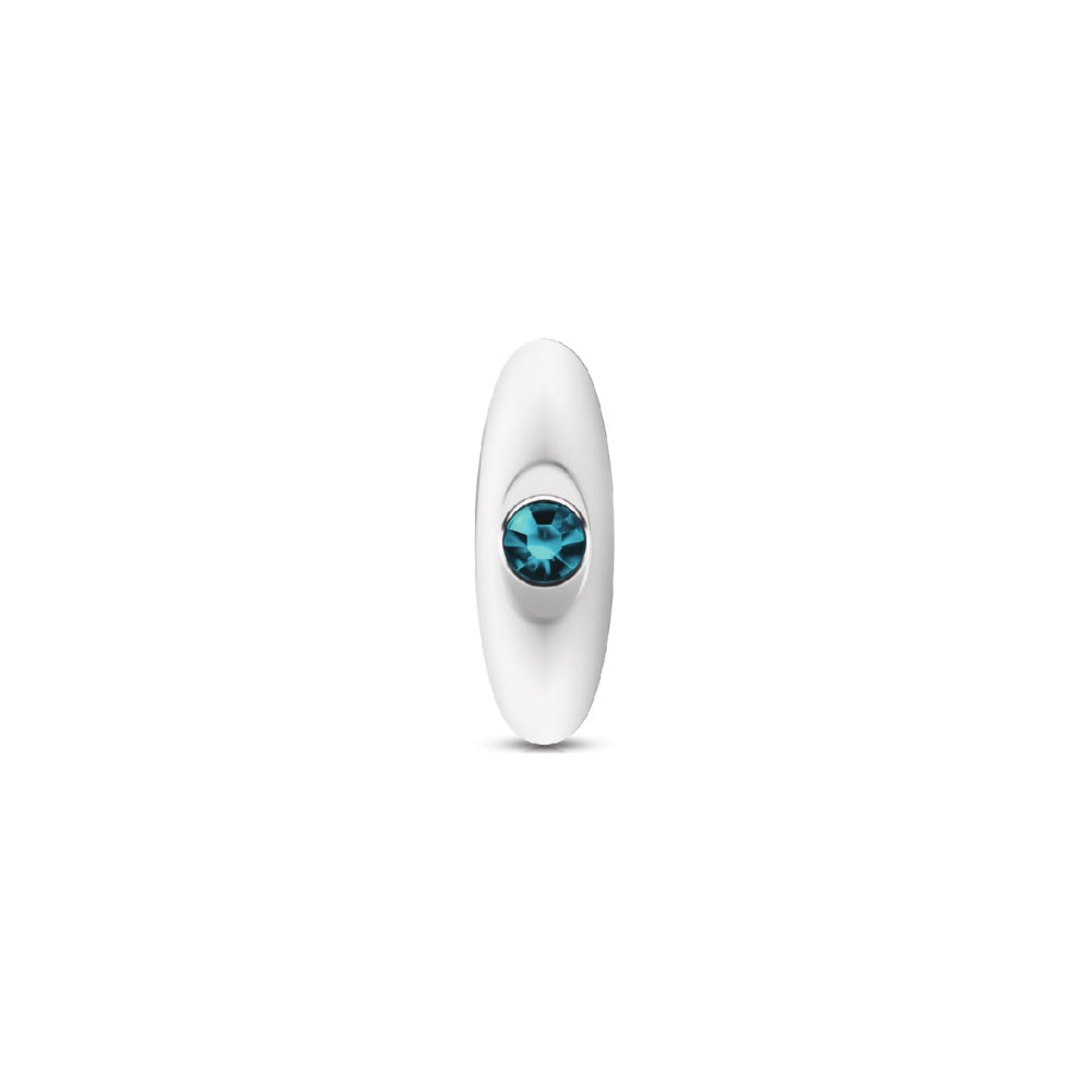 Cheeky Charms Silver Anchor Buttplug Kit with Interchangeable Gemstone Bases – Clear Iridescent/Teal