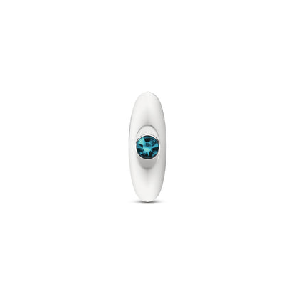 Cheeky Charms Silver Anchor Buttplug Kit with Interchangeable Gemstone Bases – Clear Iridescent/Teal