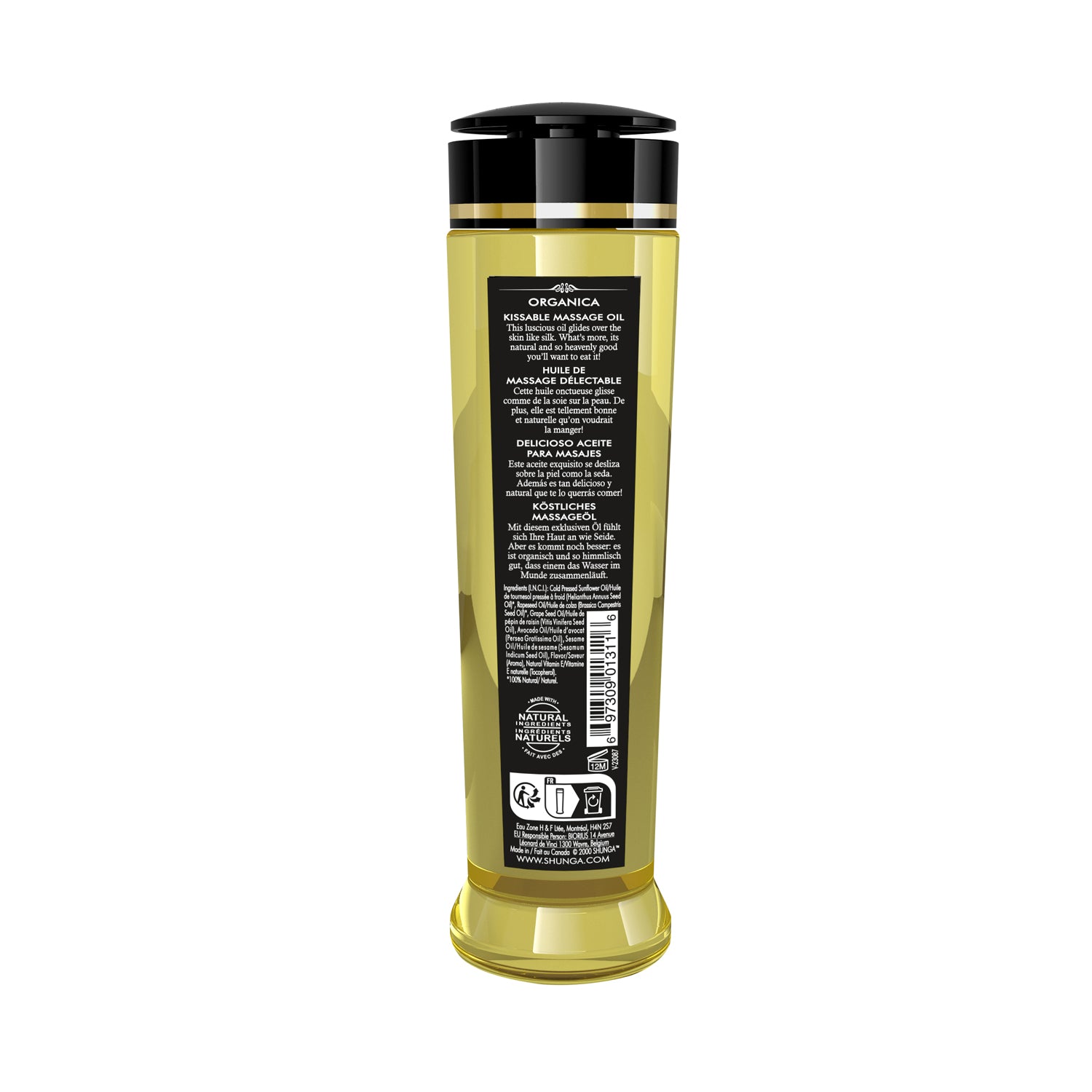 Organica Green Tea Massage Oil - 8 Fl. Oz. - Kissable and Non-Greasy