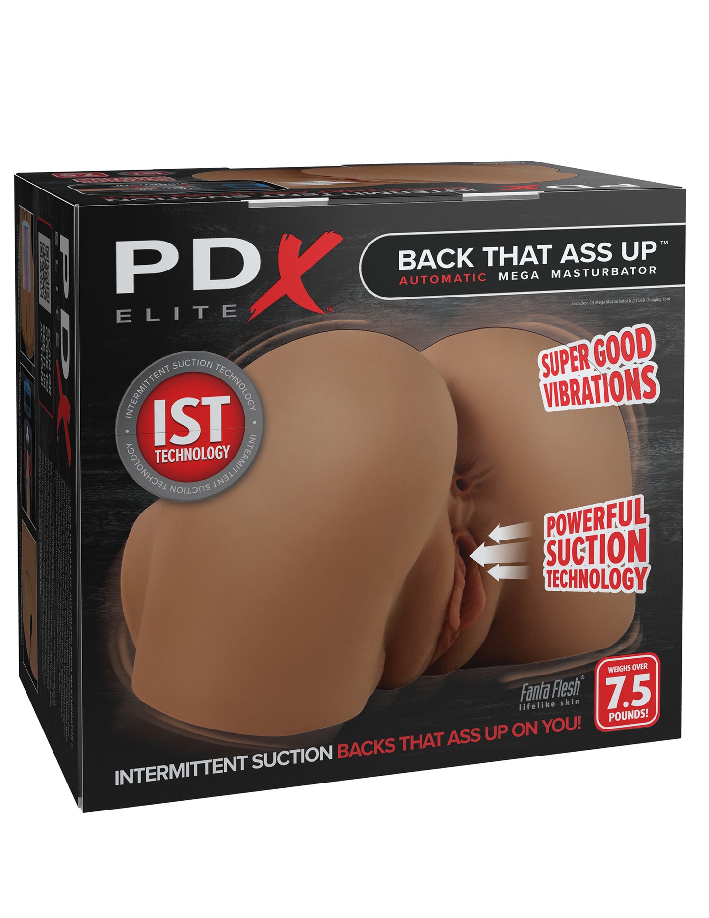 Pipedream Back That Ass Up Auto Mega Masturbator – Brown – Dual Motor, Suction & Vibration
