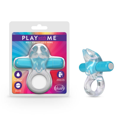 Blush Play With Me Bull Vibrating C-Ring - Blue