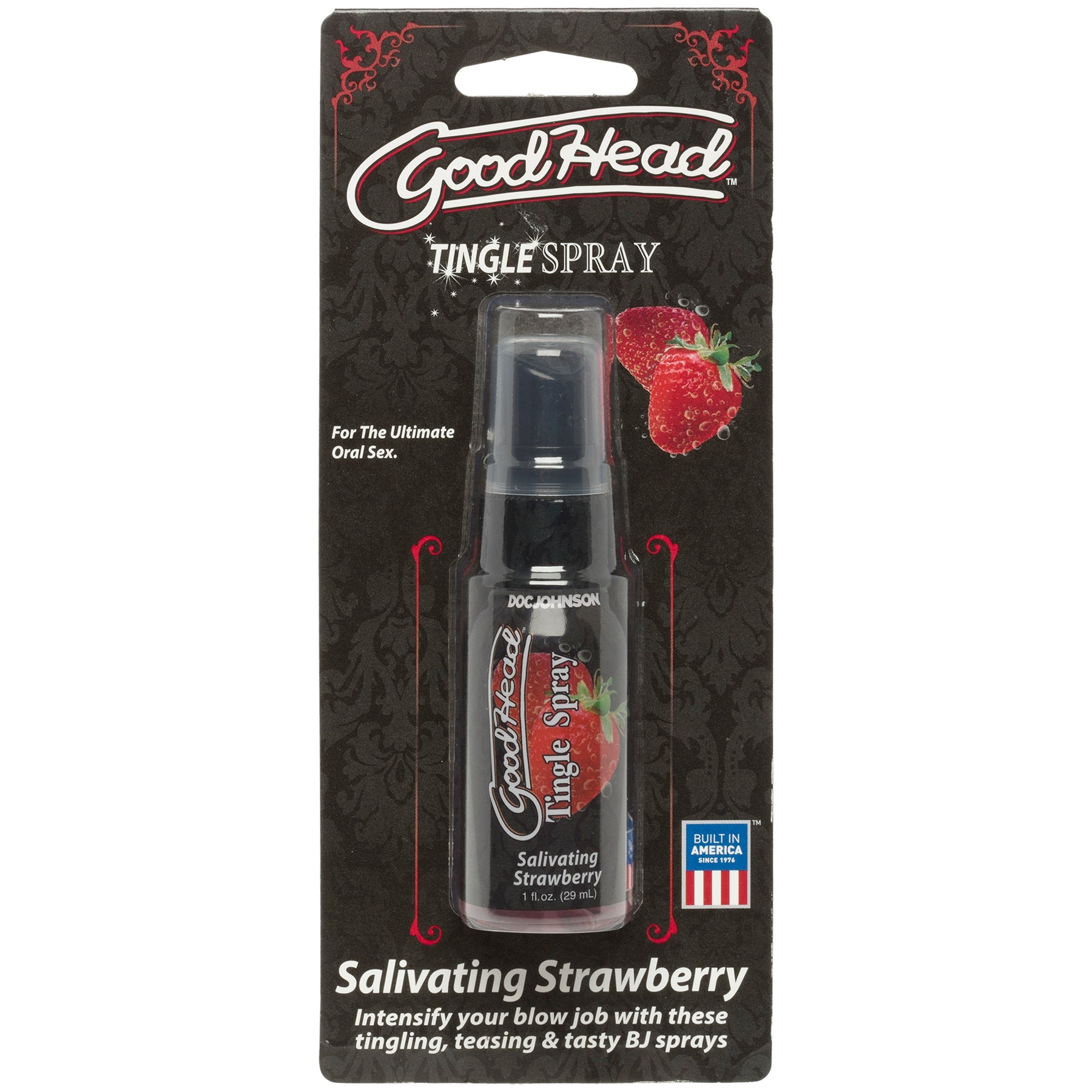Doc Johnson Goodhead Tingle Spray - Salivating Strawberry - 1 Fl. Oz.