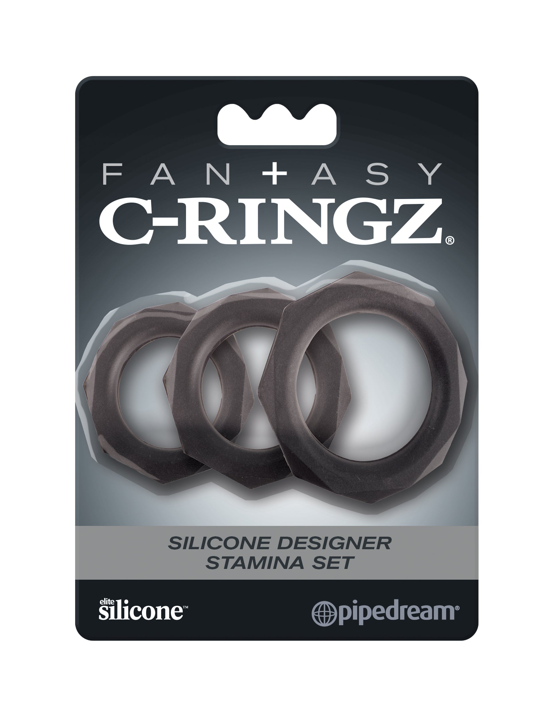 Fantasy C-Ringz Silicone Designer Stamina Set – Black – Erection Support Rings