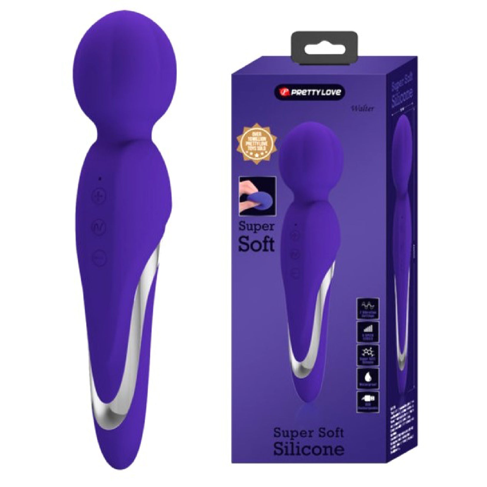 Pretty Love Walter Super Soft Silicone Wand - Purple - Multi-Function Vibrator