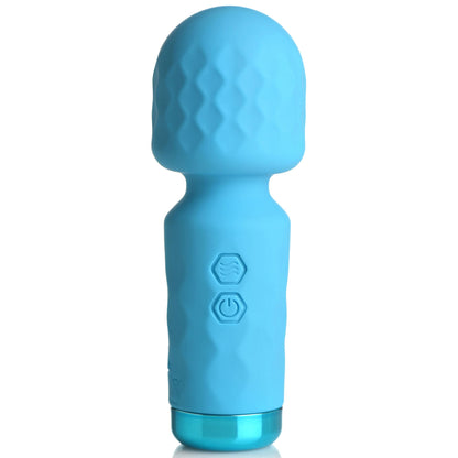 XR Brands 10x Mini Silicone Wand - Blue - Multi-Speed Vibrating Wand