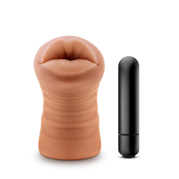 M for Men Isabella - Realistic Stroking Device with Vibrating Bullet - Mocha