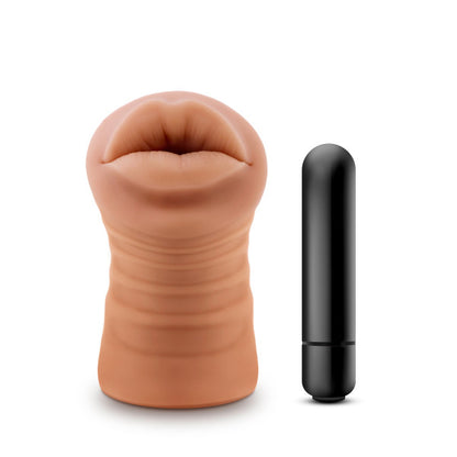 M for Men Isabella - Realistic Stroking Device with Vibrating Bullet - Mocha