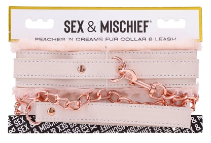 Sportsheets Peaches N Creame Faux Fur Collar and Leash - Pink