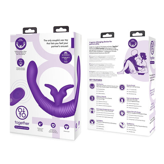 Together Couples Toy Remote-Controlled Dual Ended Rabbit Vibrator - Purple