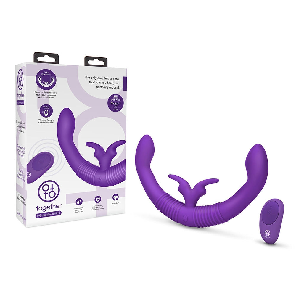 Together Couples Toy Remote-Controlled Dual Ended Rabbit Vibrator - Purple