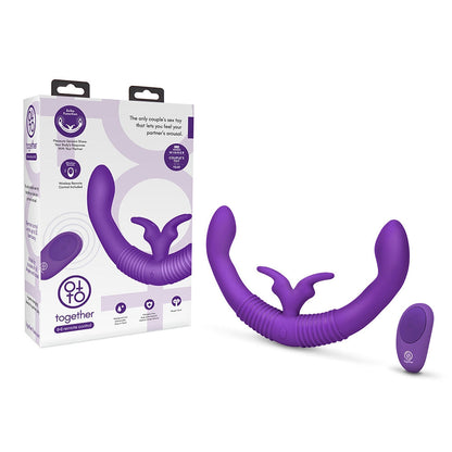 Together Couples Toy Remote-Controlled Dual Ended Rabbit Vibrator - Purple