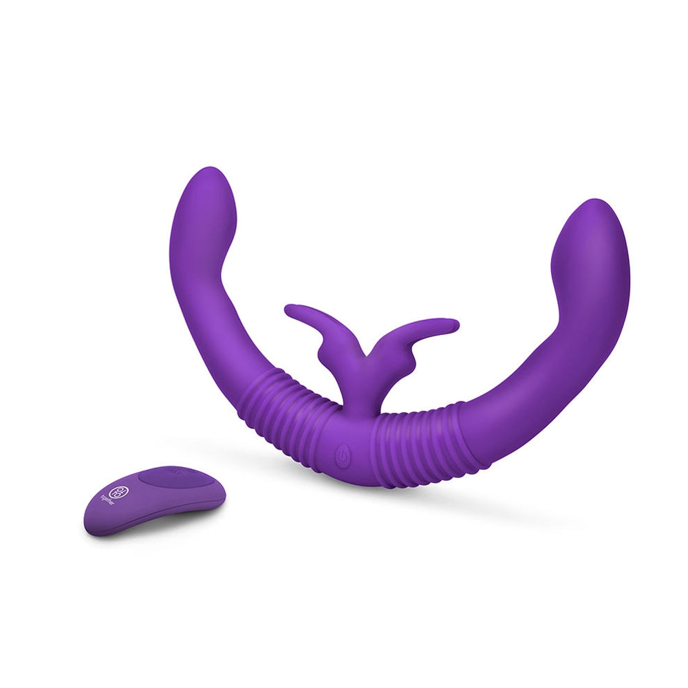 Together Couples Toy Remote-Controlled Dual Ended Rabbit Vibrator - Purple