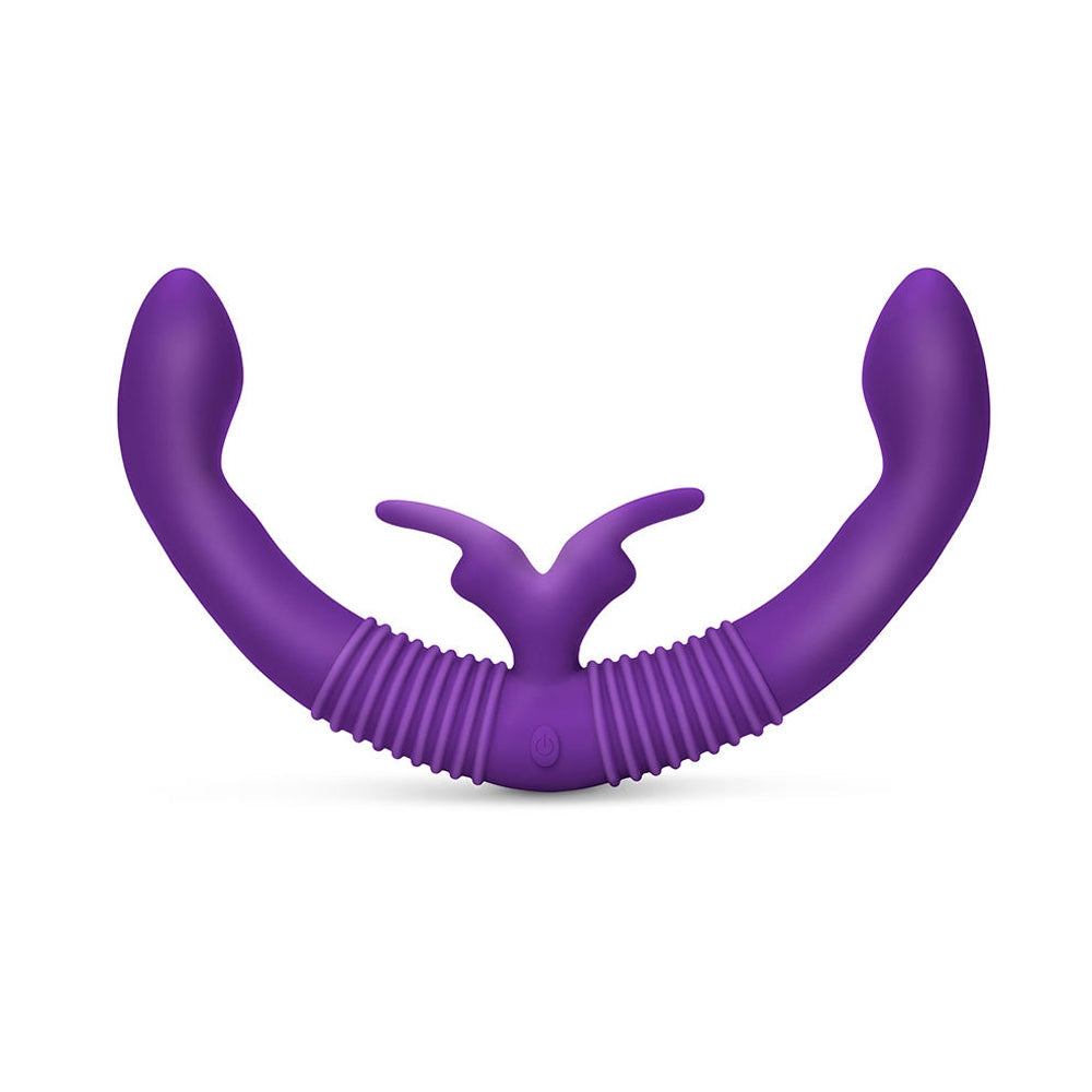 Together Couples Toy Remote-Controlled Dual Ended Rabbit Vibrator - Purple